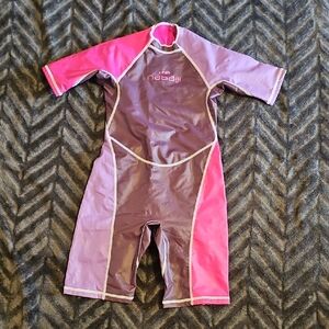 Girls' Pink & Purple Short Sleeve Swim Rashguard